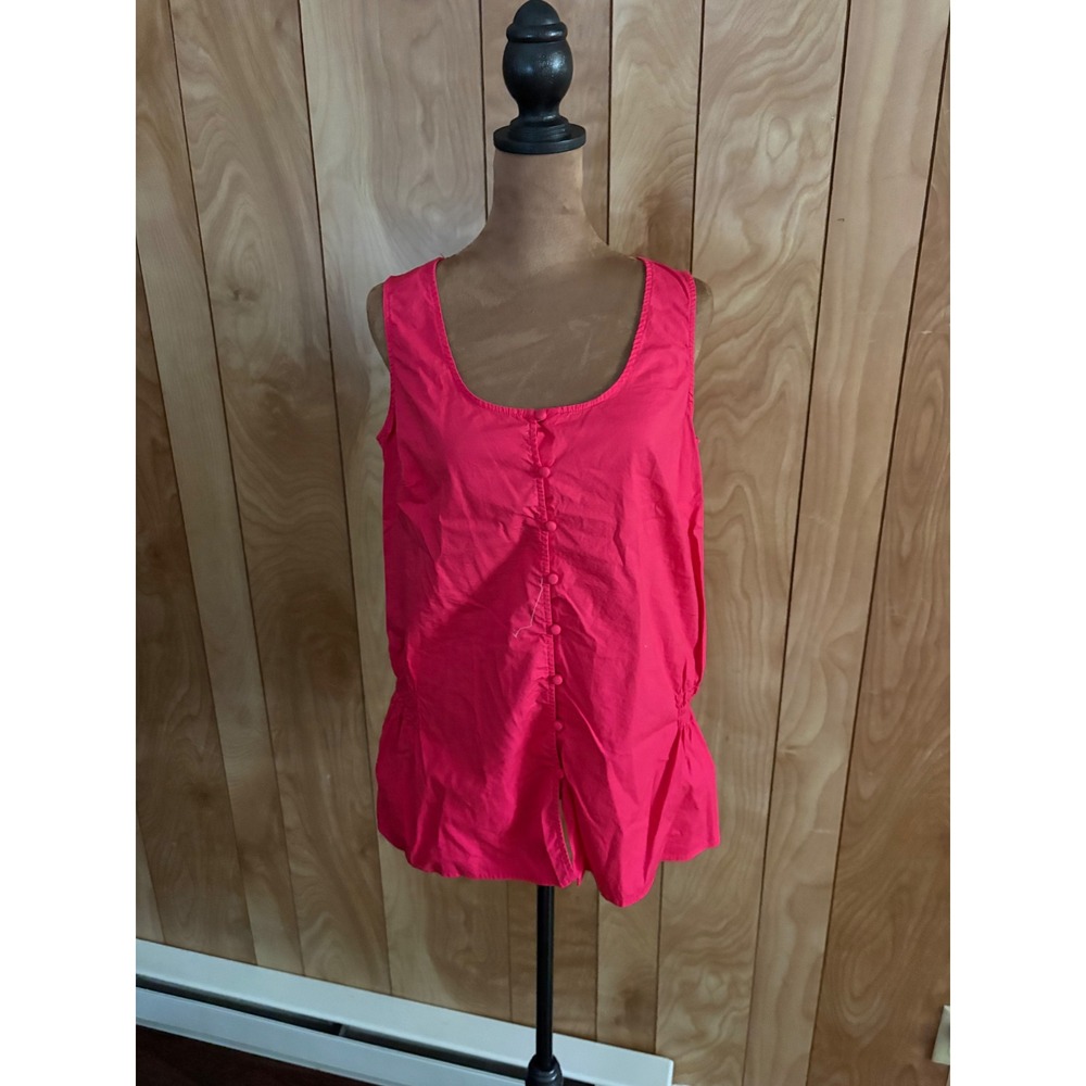 Daisy Fuentes Moda Hot‎ Pink Sleeveless Button Front Peplum Top Small
